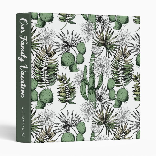 Cactus Desert Pattern | Vacation Memory Album 3 Ring Binder (Front/Spine)