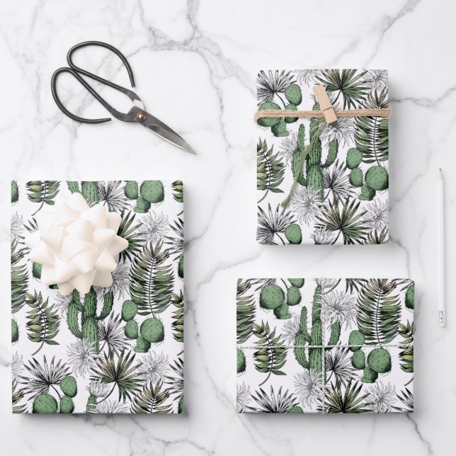 Cactus Desert Pattern Wrapping Paper Sheets (Front)