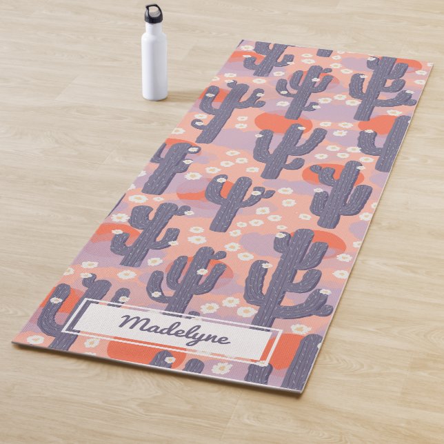Cactus Desert Sun Botanical Floral Personalized Yoga Mat (In Situ)
