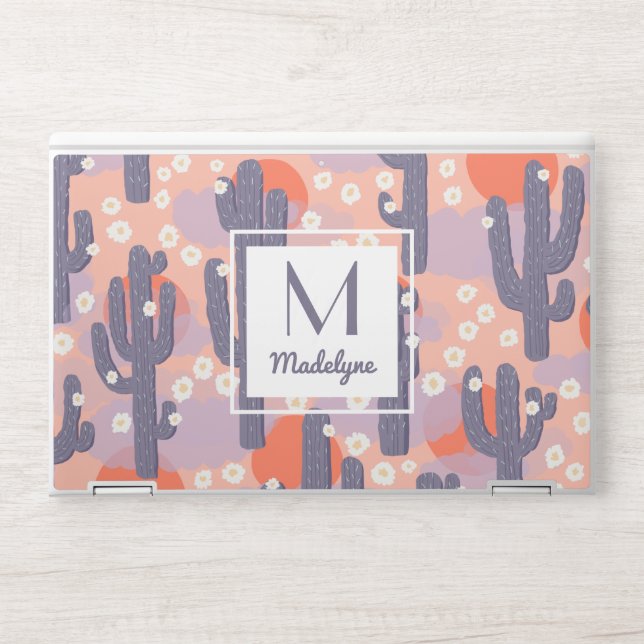 Cactus Desert Sunset Botanical Personalized HP Laptop Skin (Front)