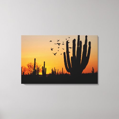 Cactus Desert Sunset Scene Canvas Print