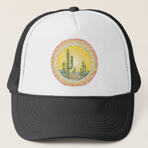 Cactus desert sunset trucker hat