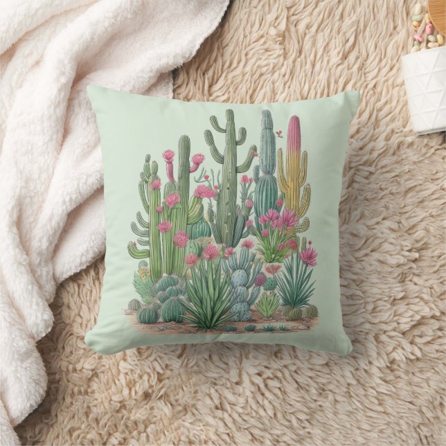 Cactus Desert Throw Pillow (Blanket)