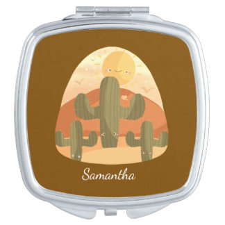 Cactus Desert With Sun Compact Mirror