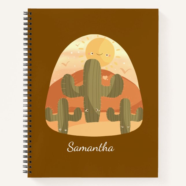 Cactus Desert With Sun Notebook (Front)