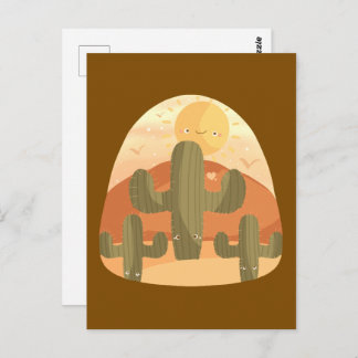 Cactus Desert With Sun Postcard