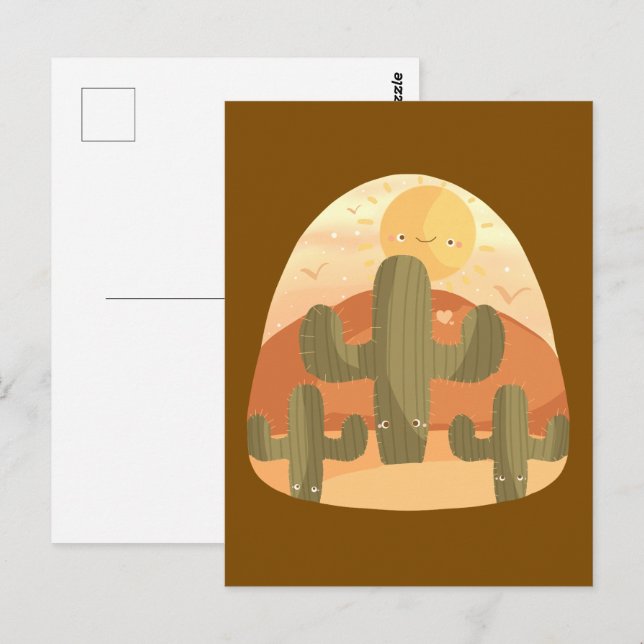Cactus Desert With Sun Postcard (Front/Back)