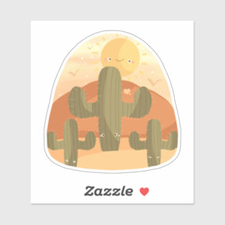Cactus Desert With Sun Sticker
