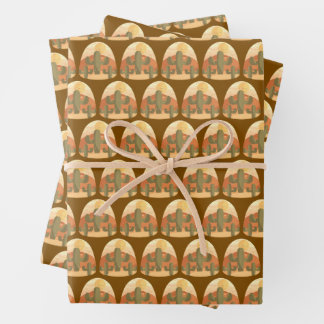Cactus Desert With Sun Wrapping Paper Sheets