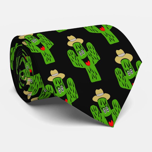 Cactus Design Neck Tie (Rolled)