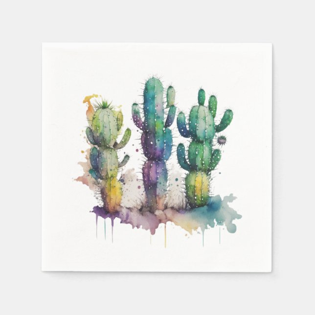Cactus design with colorful splatters napkins (Front)