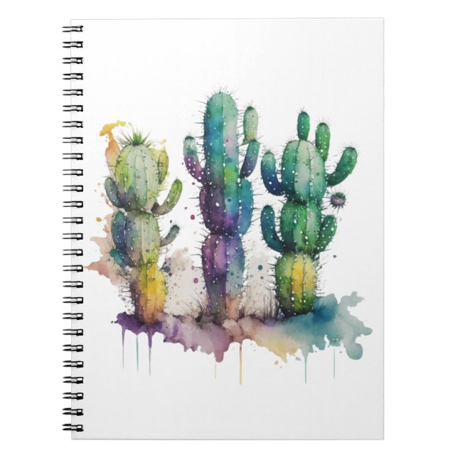 Cactus design with colorful splatters notebook (Front)