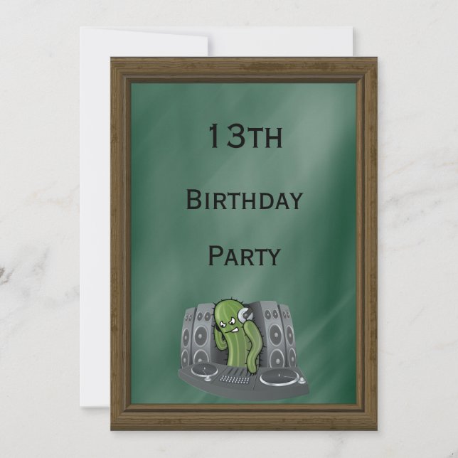 Cactus DJ 13th Birthday Invitation (Front)