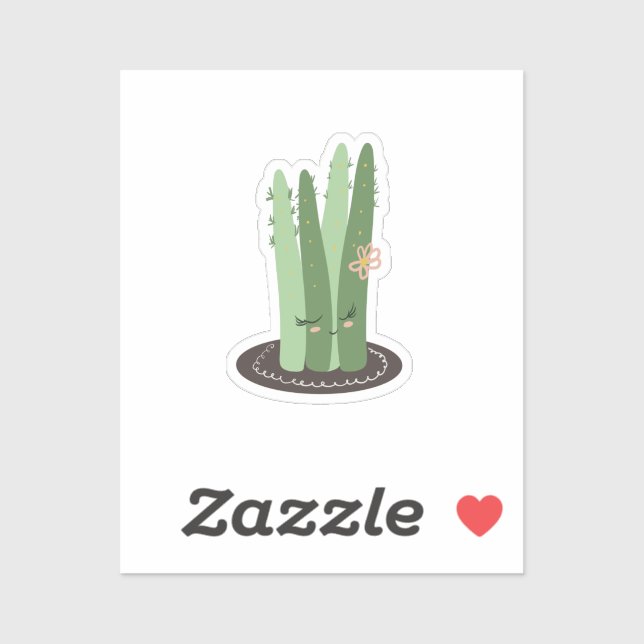 Cactus Doodle Cartoon Funny Green Design Sticker (Sheet)