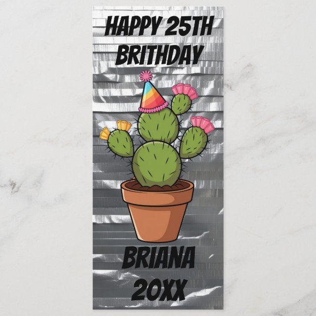 cactus duct tape birthday bookmark menu (Front)