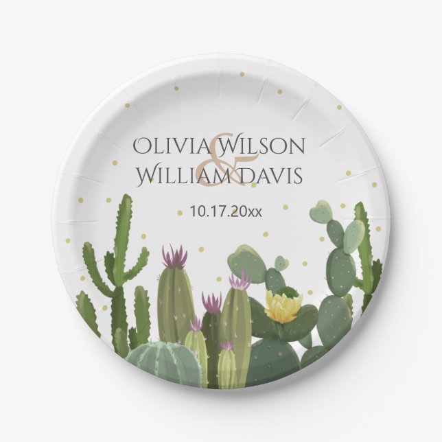 Cactus Elegant Wedding    Paper Plates (Front)