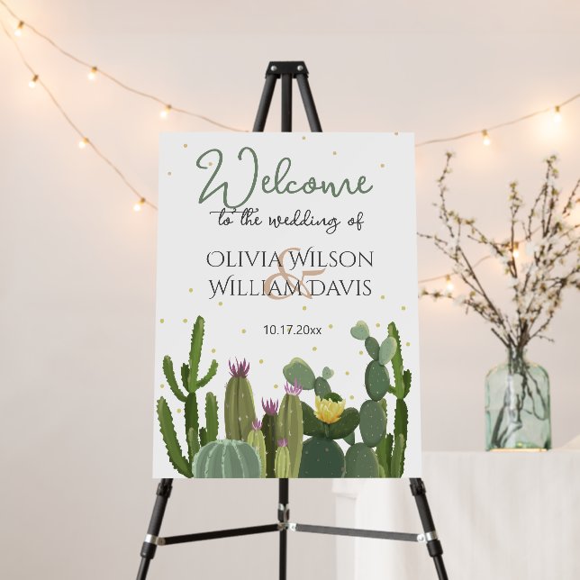 Cactus Elegant Wedding Welcome  Foam Board (In Situ (Stand))
