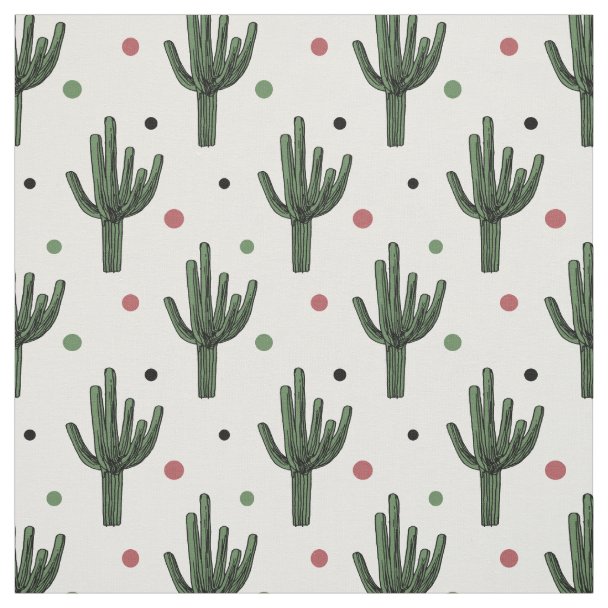 Cute Cactus Standing Pattern Fabric | Zazzle