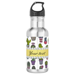 Cactus Faux Gold Bling Diamonds Water Bottle