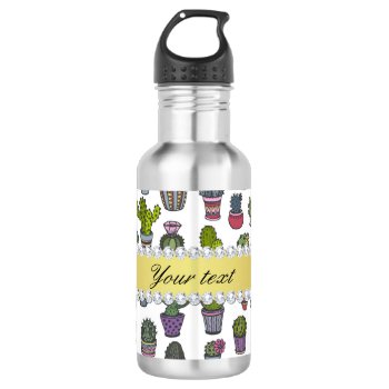 Cactus Faux Gold Bling Diamonds Water Bottle by glamgoodies at Zazzle