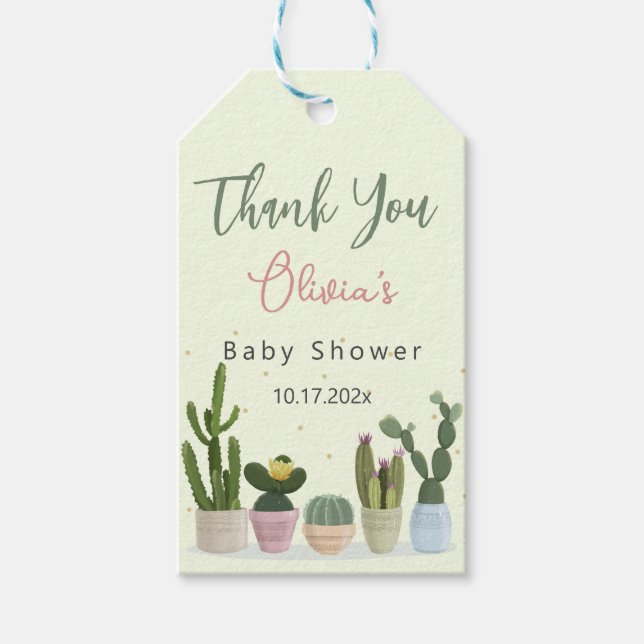 Cactus Fiesta Baby Shower  Gift Tags (Front)