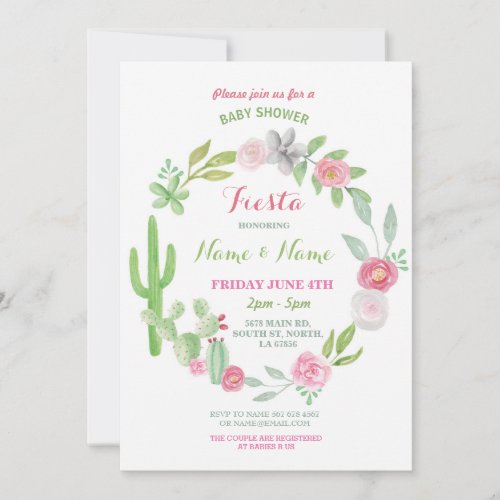 Cactus Fiesta Baby Shower Girl Boy Mexican Invite