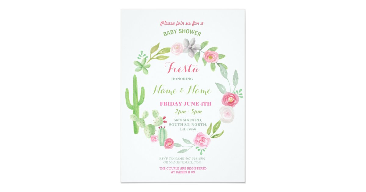 Cactus Fiesta Baby Shower Girl Boy Mexican Invite | Zazzle.com