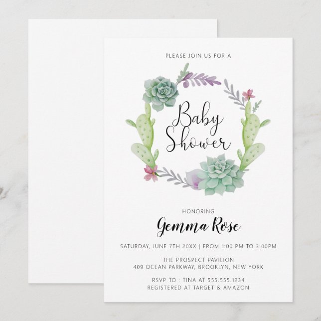 Cactus, fiesta Baby shower Invitation (Front/Back)