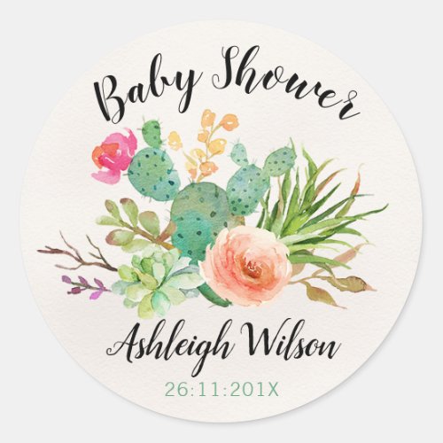 Cactus Fiesta Baby Shower Sticker