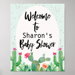 Cactus Fiesta Baby Shower Welcome Poster