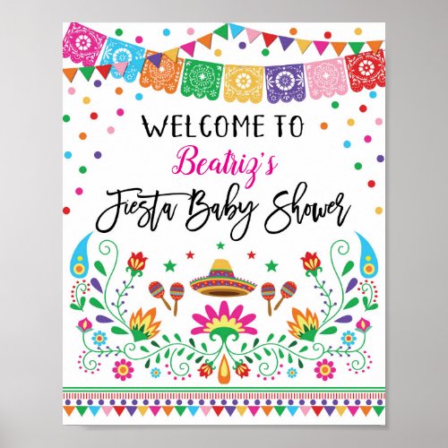 Cactus Fiesta Baby Shower Welcome Poster Decor