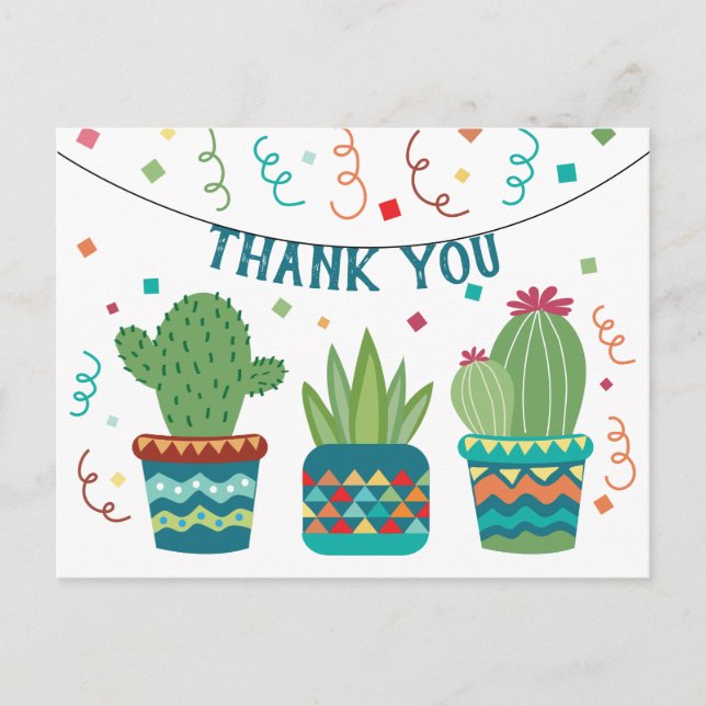 Cactus Fiesta Birthday Thank You Cinco De Mayo Postcard (Front)