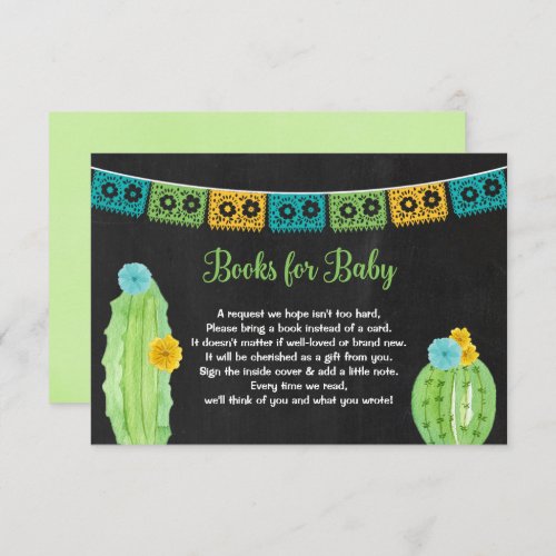 Cactus fiesta boy baby shower book request insert