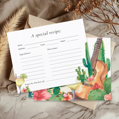 Cactus Fiesta Bridal Shower Recipe Card