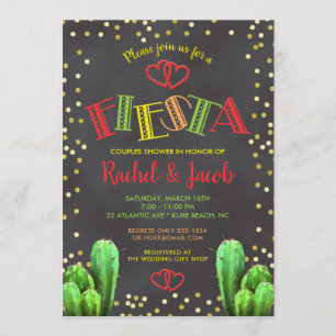 Cactus Fiesta Couples Shower Brights on Chalkboard Invitation