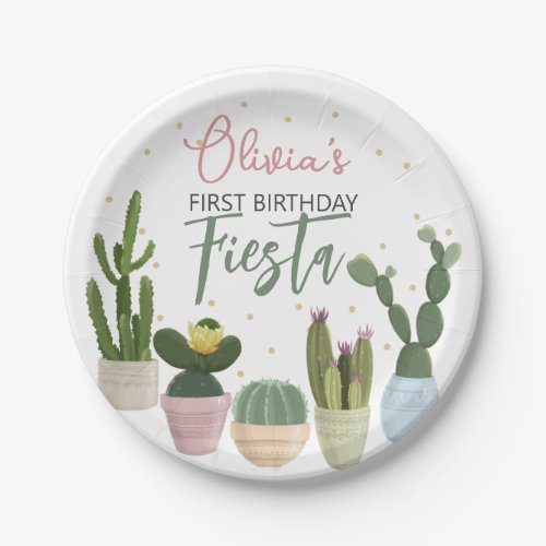 Cactus Fiesta First Birthday   Paper Plates