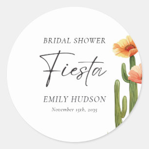 Cactus Fiesta Floral Bridal Shower Classic Round Sticker