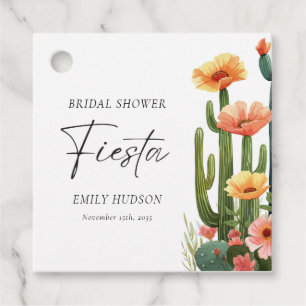 Cactus Fiesta Floral Bridal Shower Favor Tags