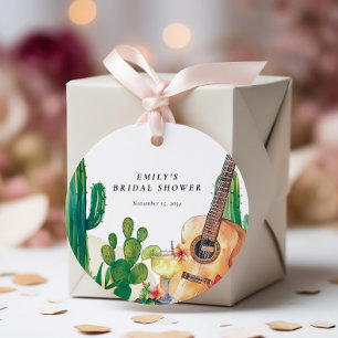 Cactus Fiesta Floral Bridal Shower Favor Tags