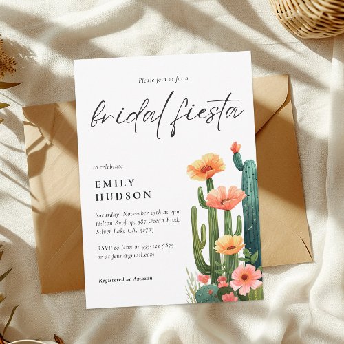 Cactus Fiesta Floral Bridal Shower Invitation