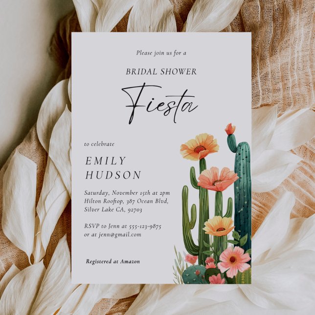 Cactus Fiesta Floral Bridal Shower Invitation (Creator Uploaded)