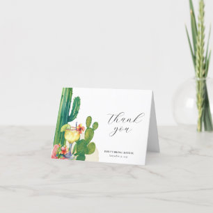 Cactus Fiesta Floral Bridal Shower Letterpress Thank You Card