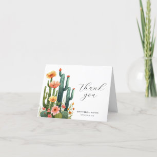 Cactus Fiesta Floral Bridal Shower Letterpress Thank You Card