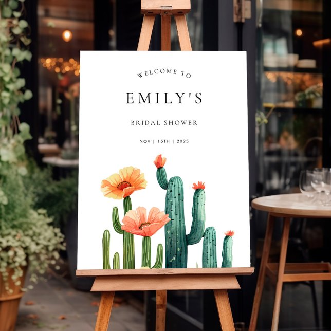 Cactus Fiesta Floral Bridal Shower Welcome Sign (Creator Uploaded)