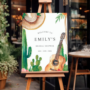 Cactus Fiesta Floral Bridal Shower Welcome Sign