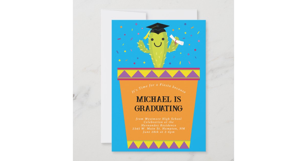 Graduating Cactus Cactus Fiesta Graduation Party Invitation | Zazzle