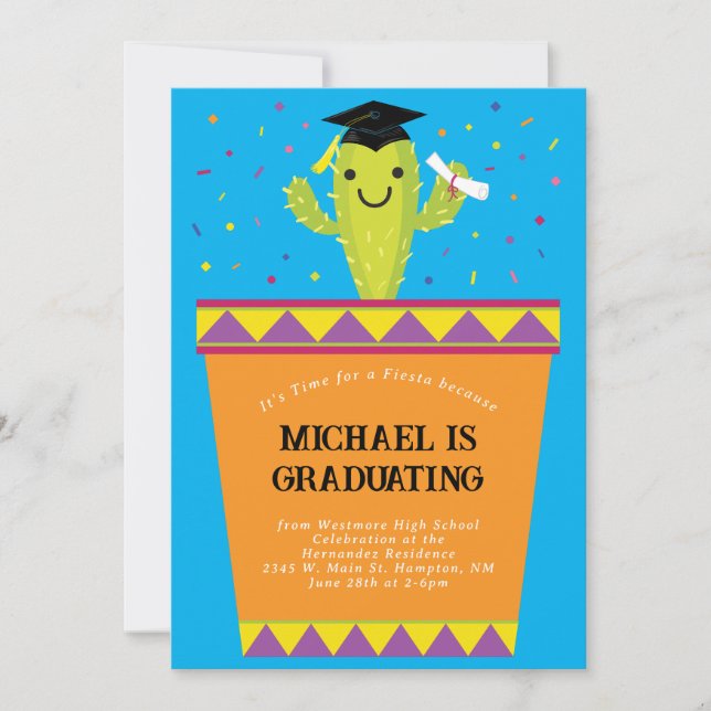 Cactus Fiesta Graduation Party Invitation (Front)