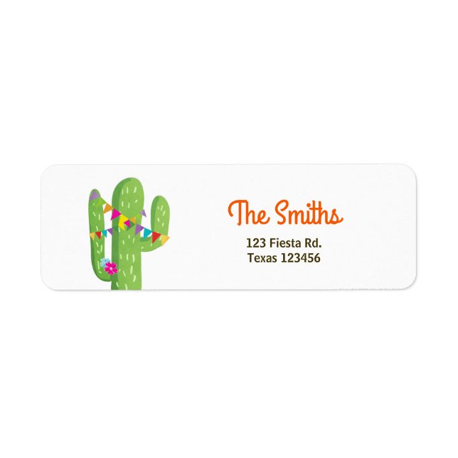 Cactus Fiesta Mexican Return Address Label Party (Front)