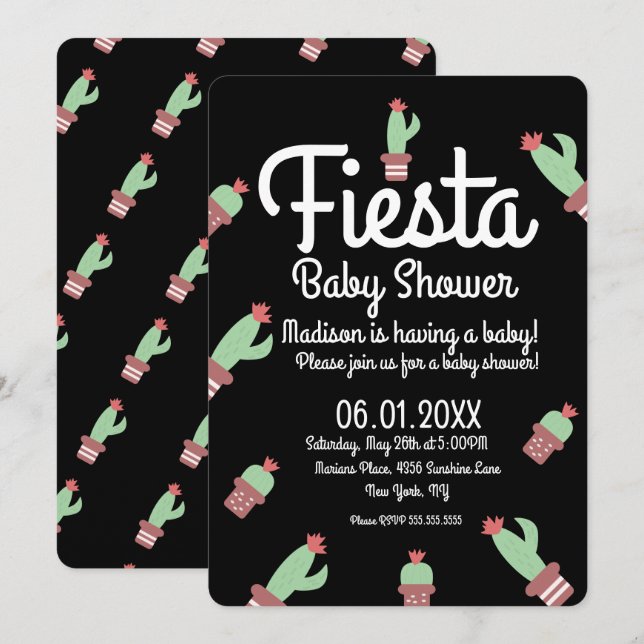 Cactus Fiesta Mix Repeat Baby Shower Invitation (Front/Back)