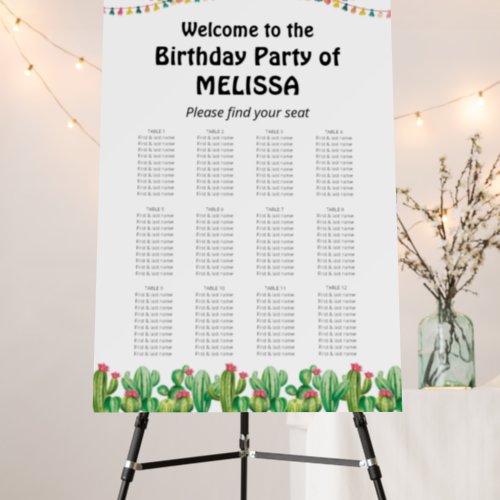 Cactus fiesta  Seating Chart Poster Foam Board